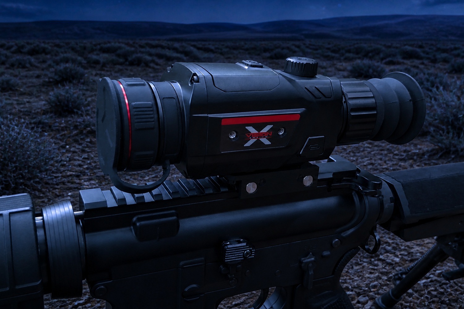 Nighttime coyote rifle configuration with thermal
