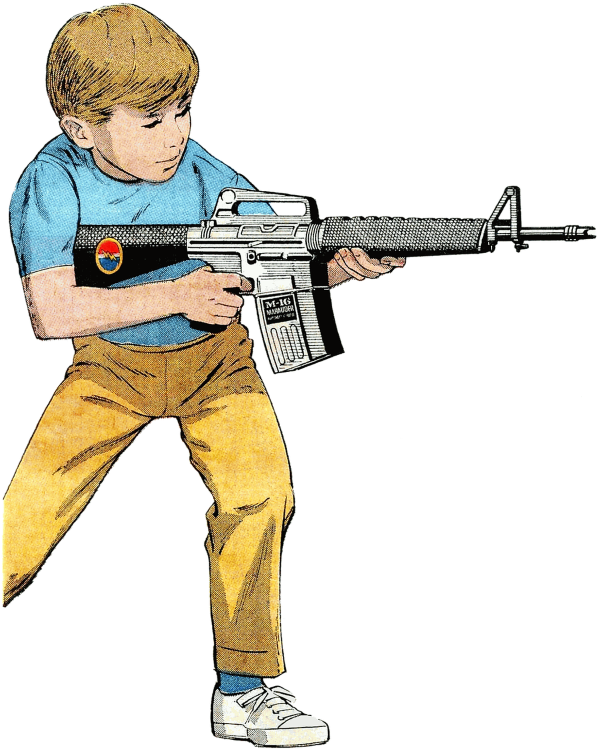 a child holding a rifle
