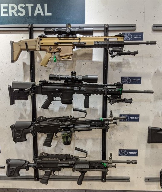 Semiautomatic weapons on display