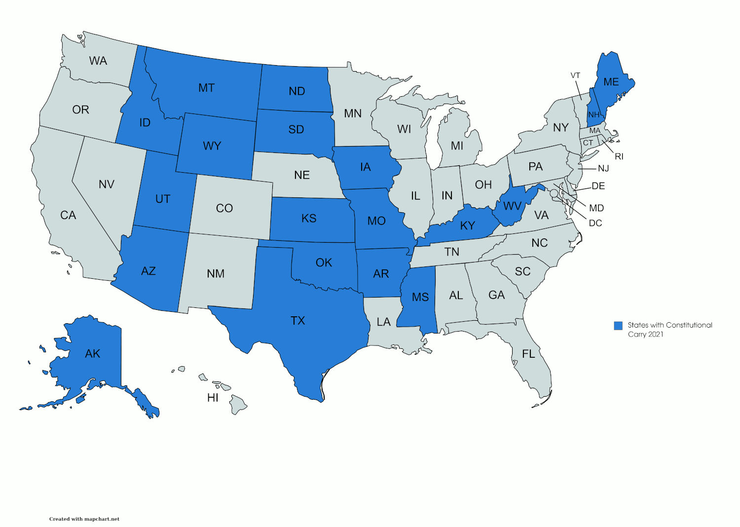 States with Constitutional Carry 2021